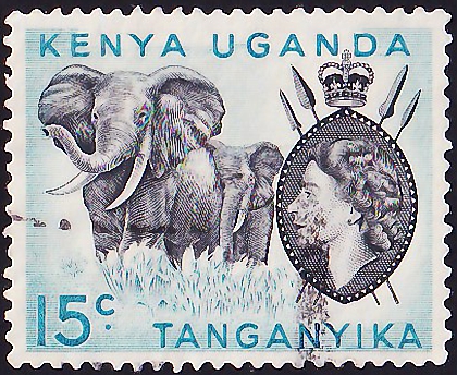 Кения , Угунда , Танганьика 1959 год . Африканский слон . Каталог 1,25 фунтов .